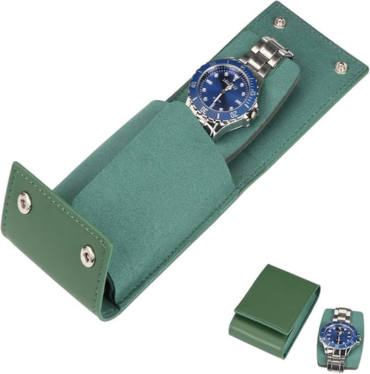 Leather Watch Pouch - Travel Watch Case with Velvet Lining, Protective Storage for Both Men and Women | Christmas Gift for Business Travel and Office Occasions (Single Watch Box)