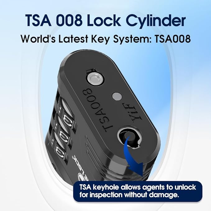 SURE LOCK TSA Locks for Luggage, TSA Approved Luggage Locks with Open Alert, 008 Key for High Security, Easy Read Dials, Zinc Alloy Body, Locker Lock for Suitcase, Gym, Travel. (Black 4 pk)