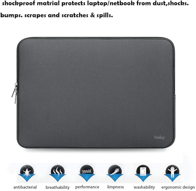 Laptop Sleeve Bag 15.6 Inch,Resistant Neoprene Laptop Sleeve/Notebook Computer Pocket Case/Tablet Briefcase Carrying Bag fit for Computer Notebook MacBook- (Grey)