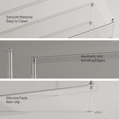 Aquiver 4 Tier Acrylic Shoe Rack for Closet - Wide Shoe Rack - Entryway Shoe Organizer for 16-20 Pairs of Shoes, Easy to Clean, 32.3'' L x 11.8'' W x 28.4'' H