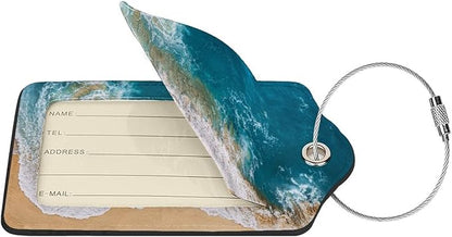 2 Pack Sandy Beach Wave Luggage Tag for Suitcases, Cruise Ship Vacation Essential Travel Gift for Men Women Couples, Beach Accessories Honeymoon Anniversary Travel Bag, Funny Christmas Birthday Gifts