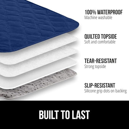 GORILLA GRIP Waterproof Bed Cover for Dogs, 102x82, Gripped Slip Resistant Backing, Leak Proof Washable Dog Blanket Covers Sofa, Couch, Sectional, Crate, Car, RV Seats, Pet Puppy Essentials, Navy Blue
