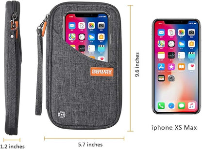 defway Passport Holder Travel Wallet - Family Passport Holder of 4, RFID Blocking Passport Wallet for Men Women, Travel Essentials for Flying, GREY