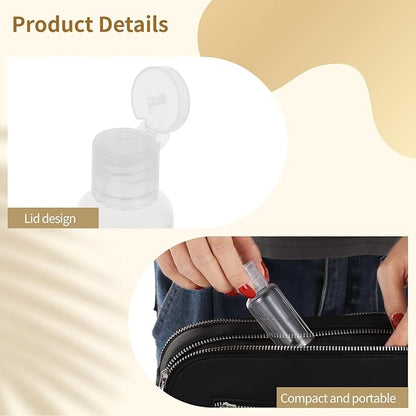100 PCS 1OZ Travel Bottles with Flip Cap - 30 ml Clear Plastic Travel Size Containers, Portable Leak Proof Squeeze Bottles Refillable Empty Cosmetic Containers for Liquid Shampoo Lotion, Clear