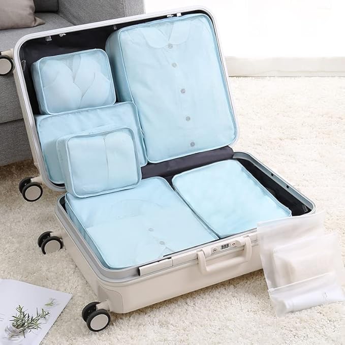 Packing cubes for Travel CALACH Luggage Organizer Bags 6 Set Packing Cubes for Suitcases Travel Essentials for Carry on Mesh Suitcase Organizer with Shoe Bag (blue)
