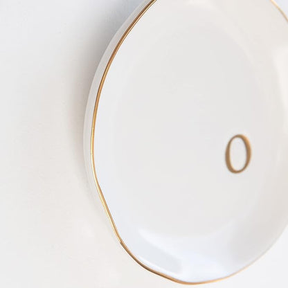 COLLECTIVE HOME - Ceramic Jewelry Tray, Decorative Trinket Dish for Rings Earrings Necklaces Bracelet Watch Keys, Birthday Mother's Day Christmas Gift for Women, 4.75", White Surface (O)