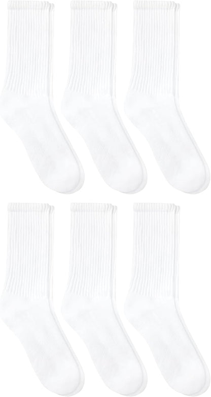 Hanes Unisex Plain White Socks Pack or Plain Black Socks Pack, Men's, Women's & Teen Sizes, Crew and Ankle 6-Packs