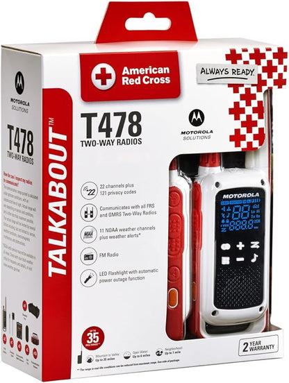 Motorola Solutions Red Cross T478 Talkabout White Rechargeable Emergency preparedness 35-Mile 2-Way Radio