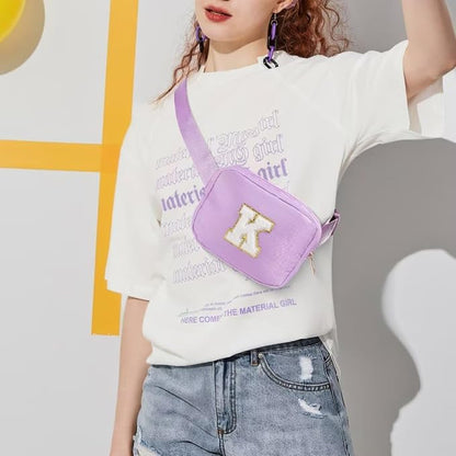 YOOLIFE Initial Belt Bag - Crossbody Bags Women - Fanny Packs for Women Cross Body Bag Purple Small Waist Packs Travel Everywhere Belt Bag Monogram Crossbody Bag M