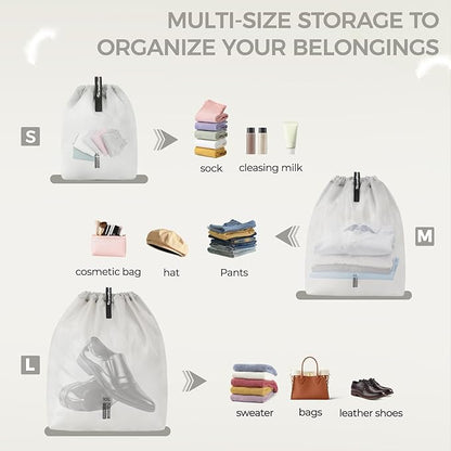 3 Set Packing Cubes for Travel, Ultralight Luggage Organizer Bags Waterproof Storage Bag, Multiple Sizes Reusable Drawstring Bags Used Essential for Gym Swim (Grey)