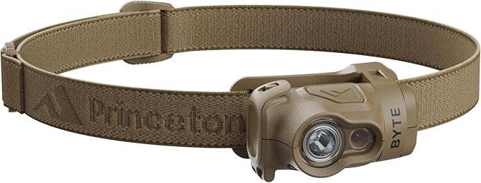 Princeton Tec Byte Multi-Mode Multi-Beam IPX4 Water Resistant LED Tactical Headlamp with 200 Lumens, Essential Outdoor Accessory for Hiking, Backpacking, Camping, Running, and Safety Preparedness, Tan