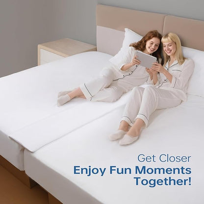 Vekkia Split King Gap Filler for Adjustable Bed,Twin to King Bed Converter Kit,Bed Bridge Twin to King,Mattress Connector with Washable Cover,for Guests Stayovers,Family Room(75in×10in)