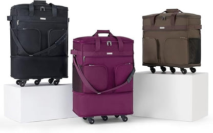 Hanke Expandable Large Suitcase 4 Wheels Lightweight Collapsible,Foldable Suitcases &Travel Bags Hand Luggage Extend 20/24/28 inch Suitcases Duffel Bag Without Telescopic Handle for Men & Women