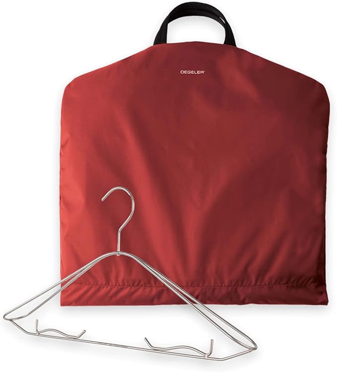 SkyHanger - Carry on Garment Bag with unique Titanium Suit Hanger for Men & Women - best-in-class functionality for wrinkle-free traveling - lightweight & water repellent nylon - Dark Red