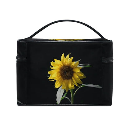 senya Travel Makeup Bags With Zipper Sunflower In The Dark Cosmetic Bag Toiletry Bags Train Cases Storage Bags Portable for Women Girls