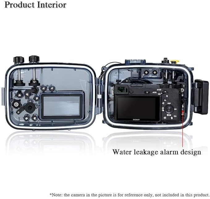 Seafrogs 60M/195ft Waterproof Underwater Camera Housing Waterproof Case for A6000 A6300 A6500 Compatible with 16-50mm Lens(Housing + Red Filter)