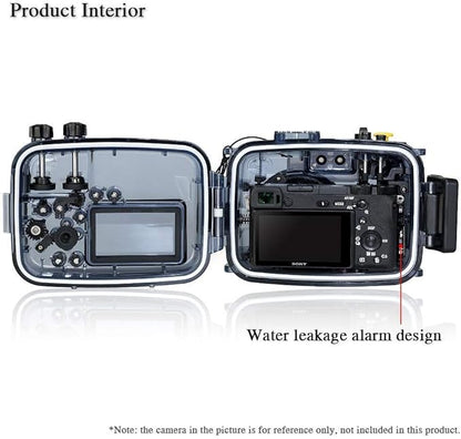 Seafrogs 60M/195ft Waterproof Underwater Camera Housing Waterproof Case for A6000 A6300 A6500 Compatible with 16-50mm Lens(Housing + Red Filter)