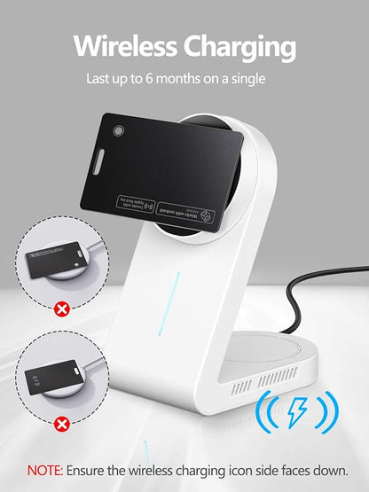 Tracking Card for Android & iOS, Ultra-Slim Rechargeable Find My Wallet Tracker Card for Luggage, ID Card, Passport - Both Works with Apple Find My & Google's Find Hub (Black, 2 Pack)