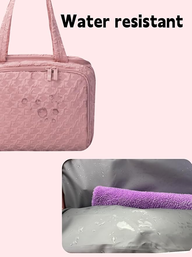 SMONT Travel Toiletry Bag for Women Hanging Makeup Organizer Toiletry Bag Essentials for Women Makeup Bag/Big Compartment, Waterproof,with Multiple Pockets, Ideal for Travel, Gym, School, Pink