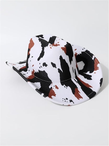 WDIRARA Women's Cowboy Hat Cow Print Western Cowgirl Hats Travel Vacation