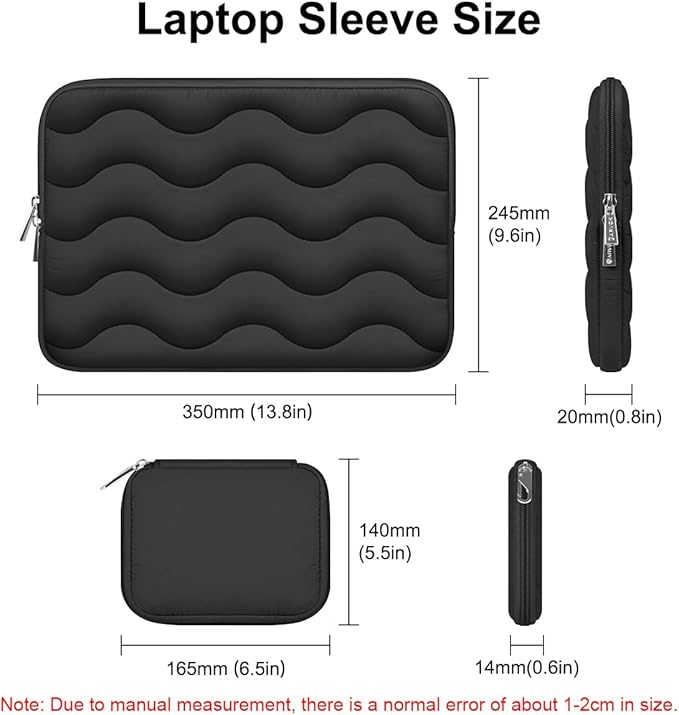 ARVOK Puffy Laptop Sleeve 13 13.3 14 inch for MacBook Air 13 inch/Pro 14 inch, Laptop Case Notebook Computer/Tablet Pouch Cover for HP/Dell/Asus/Acer/Samsung, Extra Bag, Women, Cute Carrying Case