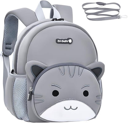 Padgene Toddler Backpacks Kids Preschool Backpack Waterproof Neoprene Animal Schoolbag Lunch backpack 3D Cartoon Cat Mini Travel Bag for Boys Girls Ages 3-5