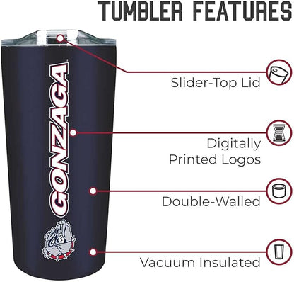 Campus Colors NCAA Stainless Steel Tumbler perfect for Gameday - 18 oz - Double Walled - Keeps Drinks Perfectly Insulated (Gonzaga Bulldogs - Navy)