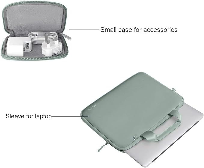 MOSISO Laptop Case 15 inch, Laptop Sleeve Bag Compatible with MacBook Air 15 inch M4 M3 M2 2025 2024 2023, Dell XPS, Neoprene Carrying Computer Bag with Handle&Detachable Small Case, Antique Green