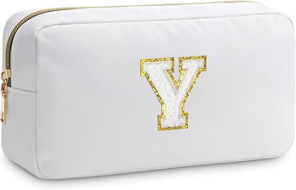 Initial Y Makeup Bags Initial Letter A-Z Cosmetic Bag for Women Friends Daughter Sister Mom Inspirational Gifts Travel Toiletry Bag Christmas Birthday Gifts for Her Bridesmaid Bff Makeup Pouch Y