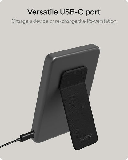 Mophie Powerstation Wireless Slim with Stand 5,000mAh Power Bank – MagSafe Compatible, 15W Qi2-Certified, 20W USB-C PD Fast Charging, Ultra-Thin Battery Pack for iPhone, Android, Travel & Airplane Use