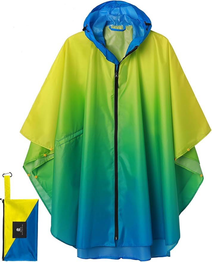 SaphiRose Unisex Rain Poncho Waterproof Raincoat Hooded for Adults Women with Pockets
