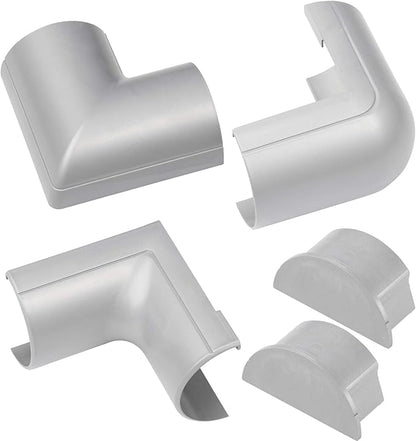 D-Line Large Cable Raceway Accessory Pack, Join 2in x 1in Cord Cover Lengths, 5 Accessories Included, Hide Cords Around a Variety of Angles - Gray