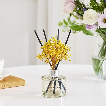 COCODOR Flower Reed Diffuser Set / 6.7oz / Lemon Eucalyptus/Scent Diffuser with Sticks Home Fragrance Reed Diffuser for Bathroom Shelf Decor