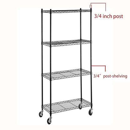 3-Inch Casters,Shelving Wheels, Wire Shelving Replacement Wheels Set of 4, Threaded Stem Rubber Casters (Screw Diameter 1/4"- 20) for Wire Shelves Rack Legs with 3/4" Posts