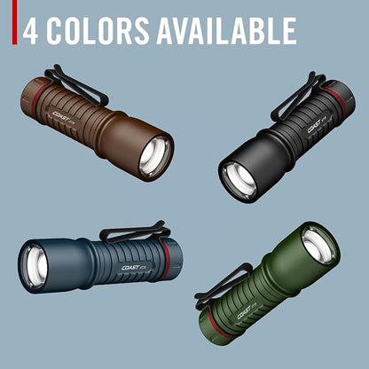 Coast XT7R 1500 Lumen Rechargeable LED Flashlight with Magnetic Mount, Slide Focus, and Pocket Clip, Blue