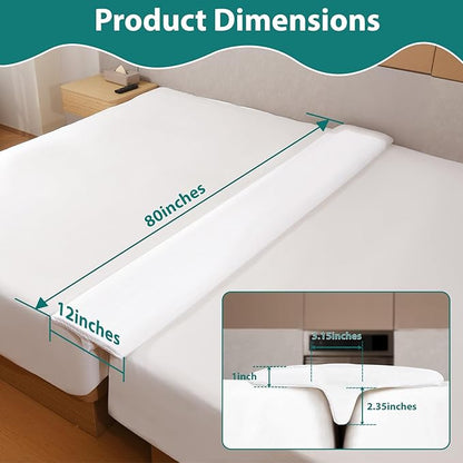 12" Extra Wide Split King Gap Filler for Adjustable Bed, Bed Bridge Twin to King Converter with Washable Cover, Close The Gap (0-3"),White