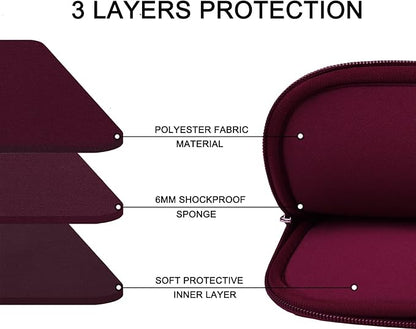 Laptop Sleeve Case 14 inch, Durable Carrying Bag Shockproof Protective Case Cover, Handbags Briefcase Laptop Bag Compatible with 14" MacBook Air/Pro HP Asus Lenovo Notebook Computer, Wine Red