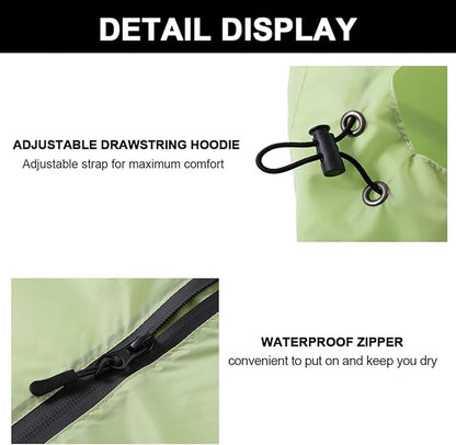 Rain Poncho Jacket Coat Hooded Zipper Style for Women/Men/Adult with Pocket