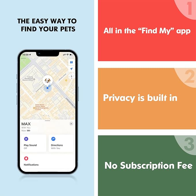 GPS Tracker for Dogs, 2 in 1 Pet Tracking Smart Collar (Only iOS), No Monthly Fee GPS Tracker Dog Collar, Real-time Location Comfortable PU Tracker Tag for Small, Medium Large Dogs(Locator Included)