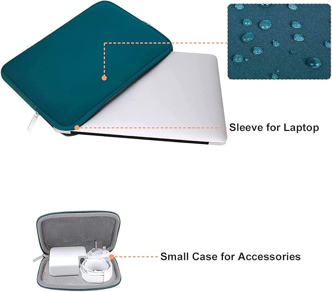 MOSISO Laptop Case 13.3 inch, 13-13.3 inch Laptop Sleeve Bag Compatible with MacBook Air/Pro 13/Pro 14 M5 M4 M3 M2 M1, HP Dell ASUS Lenovo, Neoprene Computer Sleeve Bag with Small Case, Deep Teal