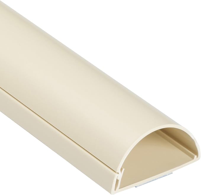 D-Line Half Round Cord Hider, Patented Cable Cover, Hide TV Wall Mount Wires, Raceway for Cords, Decorative Wire Covers, Paintable, Adhesive Cable Concealer, 2in W x 1in H x 39in L, Beige