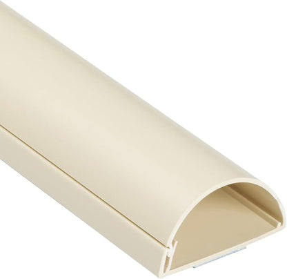 D-Line Half Round Cord Hider, Patented Cable Cover, Hide TV Wall Mount Wires, Raceway for Cords, Decorative Wire Covers, Paintable, Adhesive Cable Concealer, 2in W x 1in H x 39in L, Beige