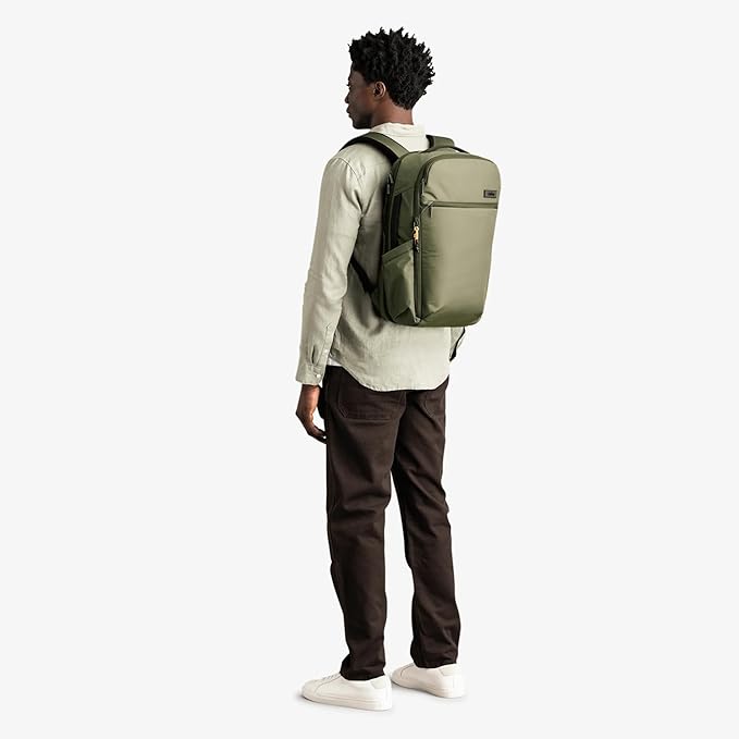 Halfday Roamer All-in-One Travel Backpack | 15” Laptop Compartment, Built-In Shoe/Laundry Pouch, Magnetic Sternum Strap, Padded Shoulder Support | Weekend & Business Trip Carry-On Bag, Olive