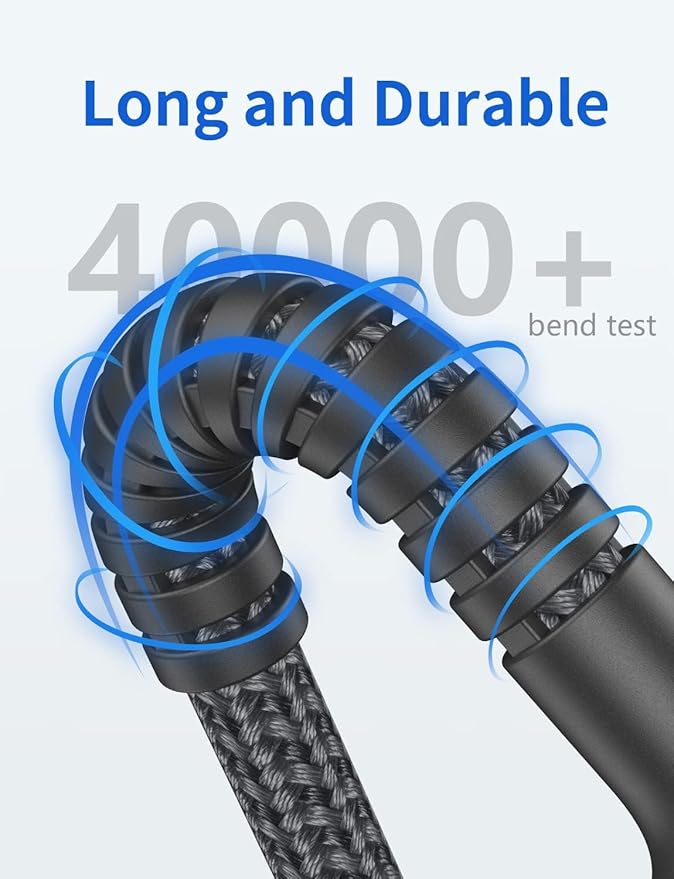 Extra Long USB C to C Cable 15FT, 100W USB C Cable Fast Charging, Upgraded Extra Durable Braided USB C Cord for iPhone 17 16 15 Pro Max, MacBook Pro, Samsung Galaxy S10 S9 Plus, LG and More-2Pack