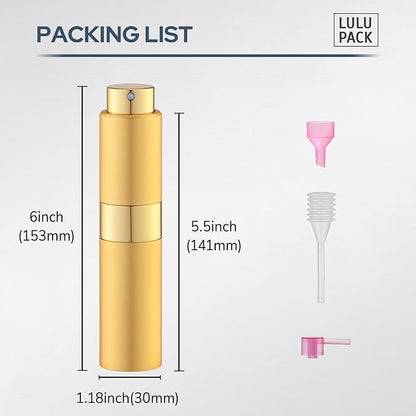 Perfume Atomizer Refillable Travel Bottle: Cologne Portable Sprayer for Men - Mini Spray Empty for Refill - 1oz Large Size Gold