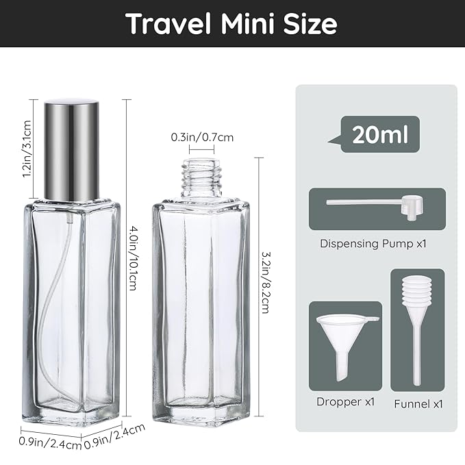 Segbeauty Perfume Travel Refillable, 5 Pack 20ml Atomizer Sprayer, Portable Travel Size Bottles, Cologne Spray Empty Fine Mist Container for Fragrance