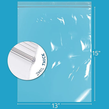 GPI - 2 Gallon Zip Bags, 13" x 15" Large Reclosable Lock Zip Bags, Clear Plastic Zipper Storage Bags with Zip Top Lock for Freezer, Clothing, Food, Documents & Supplies - 500 Count