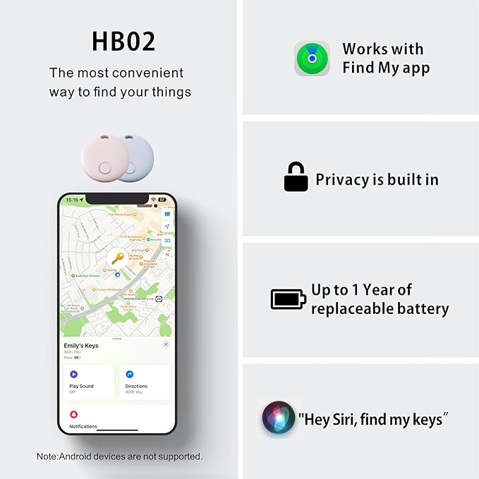 Reyke Smart Tag, Air Tracker Luggage Tracker, Works with Apple Find My (iOS Only), Item Locator for Key, Luggage, Backpack, Wallet, IP67 Waterproof, 2 Pack