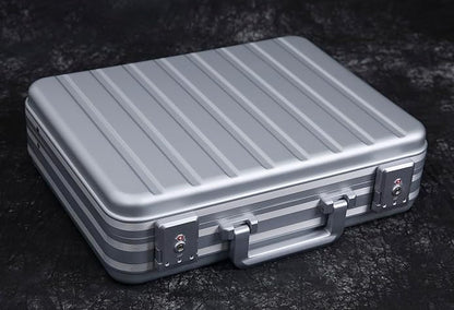 Silver Aluminum Attache Case Padded Laptop Briefcase Combo TSA Lock Hard Sided Money Suitcase with Foam