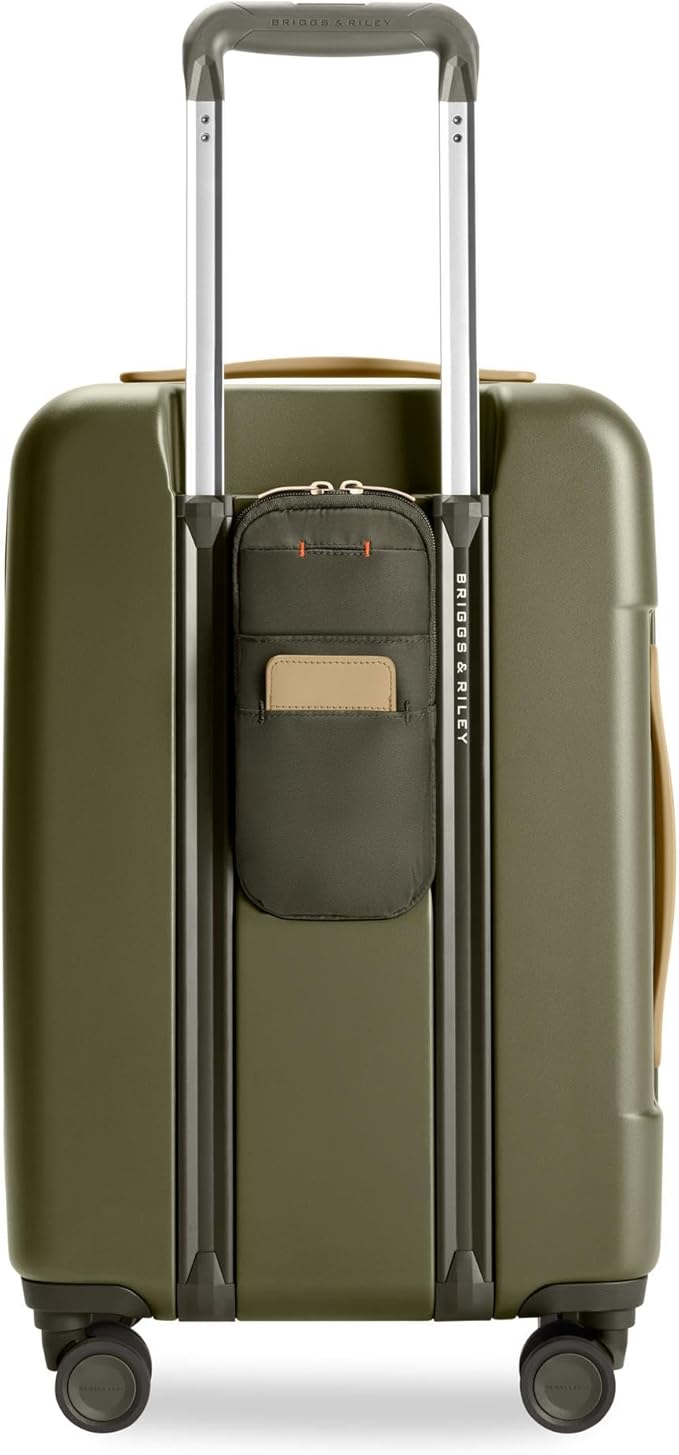 Briggs & Riley Essential 22" Carry On Expandable Spinner - Luggage for Travel, Suitcases with Wheels, Hardside Rolling Bag for Men & Women, Self-Repairing Zipper - Sympatico Collection, Olive